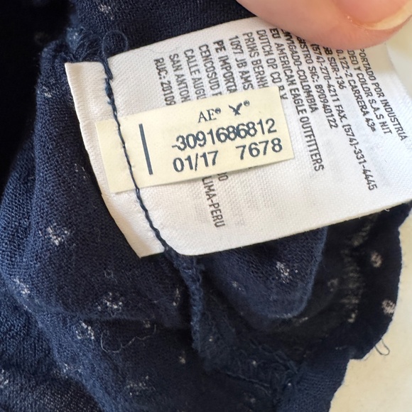 American Eagle One Shoulder Asymmetric Crop Top Polka Dot Blue Sz Small Preppy - Picture 9 of 15